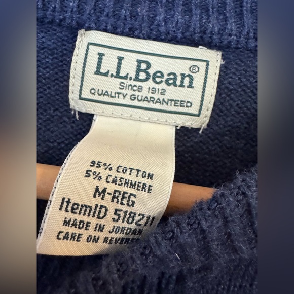L.L.Bean Wicked Soft Cotton/Cashmere Fair Isle sweater in navy blue size M - Picture 5 of 7